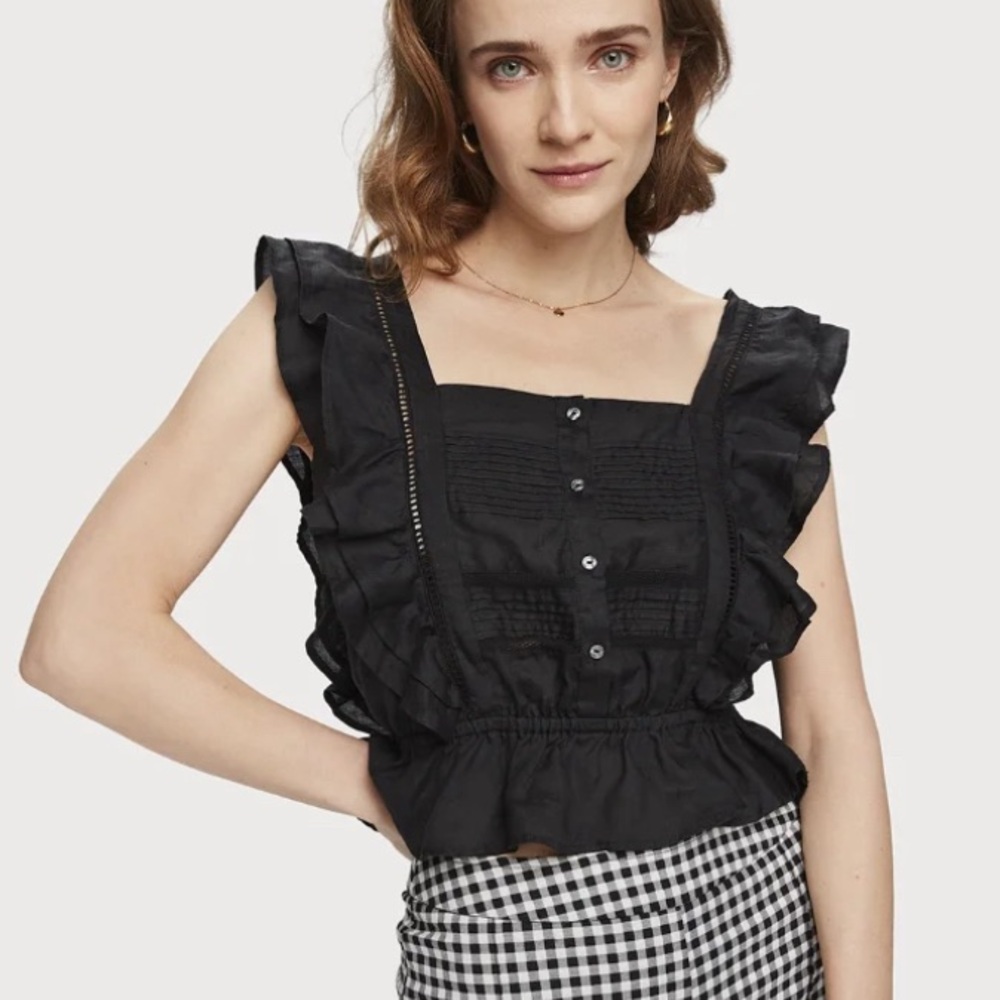 SCOTCH & SODA

Ruffled Ramie Top Small